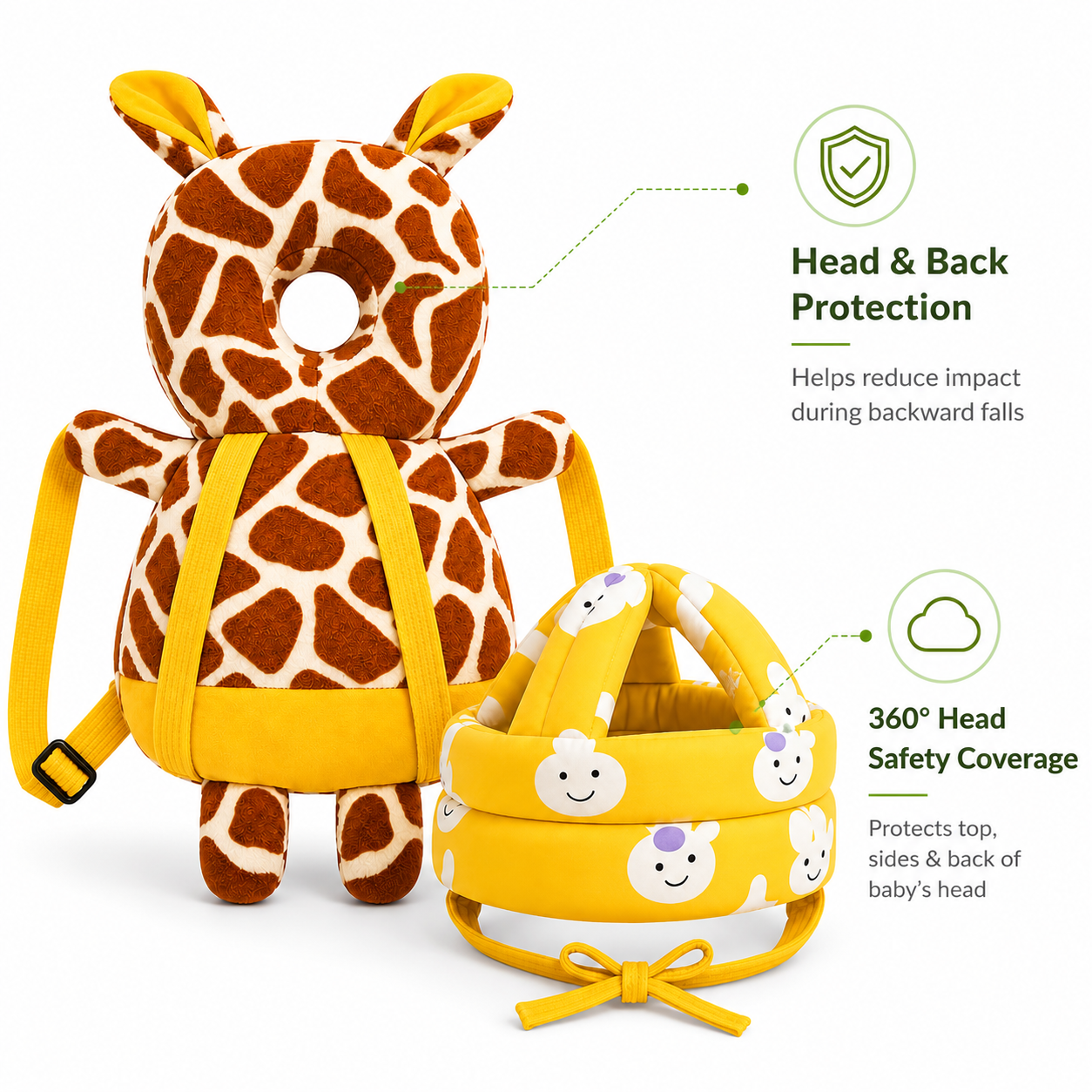 Baby Safety Helmet & Back Protector for Infants (Giraffe) – Soft Head Protection Cushion (6–24 Months)