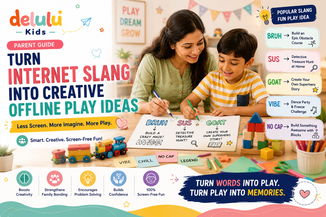 Delulu Kids Play Guides internet slang into creative offline play ideas featured image