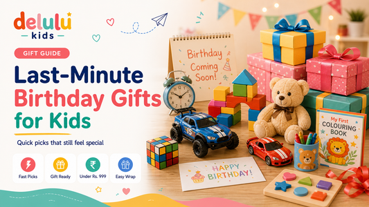 Delulu Kids blog banner for last-minute birthday gifts for kids