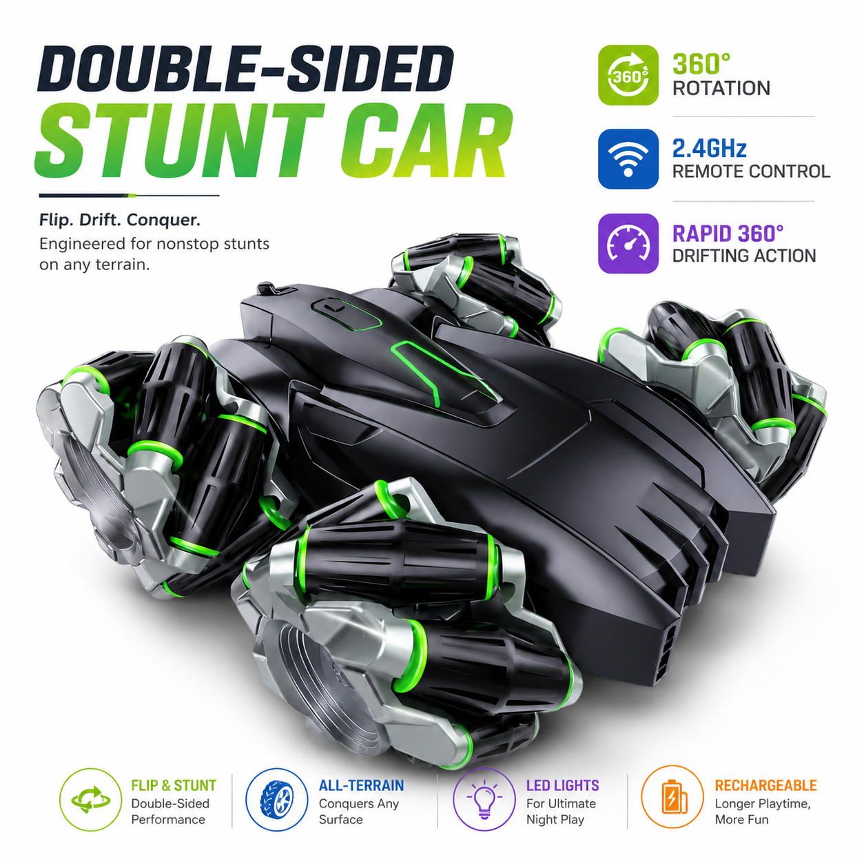 Delulu Kids 4x4 Drifting RC Car for Kids – 360° Stunt & Drift Remote Control Car product image 2