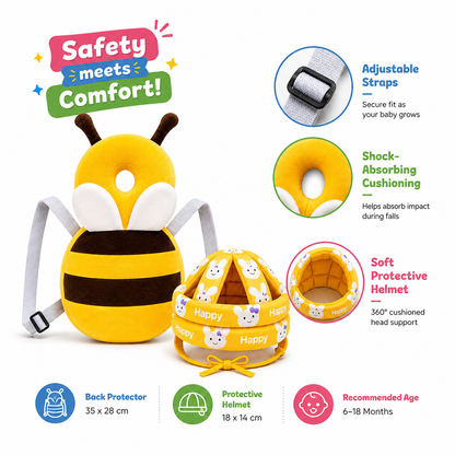 Delulu Kids Baby Safety Helmet & Back Protector for Infants (Honey Bee) – Soft Head Protection Cushion (6–24 Months) product image 5
