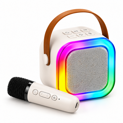 Karaoke Bluetooth Speaker with Wireless Mic | RGB LED Lights | Voice Changer | Portable Party Speaker