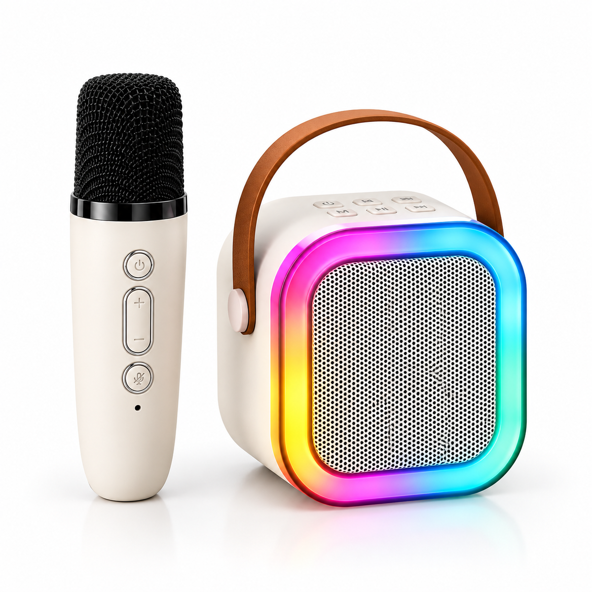 Karaoke Bluetooth Speaker with Wireless Mic | RGB LED Lights | Voice Changer | Portable Party Speaker