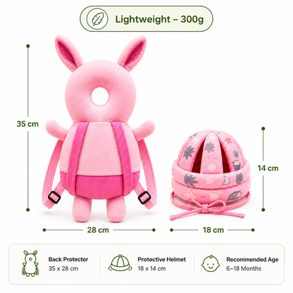 Baby Safety Helmet & Back Protector for Infants (Rabbit) – Soft Head Protection Cushion (6–24 Months)