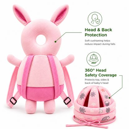 Baby Safety Helmet & Back Protector for Infants (Rabbit) – Soft Head Protection Cushion (6–24 Months)