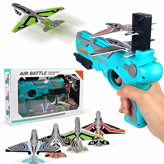 Delulu Kids Airplane Launcher Gun Toy for Kids – Flying Aeroplane Shooter front view