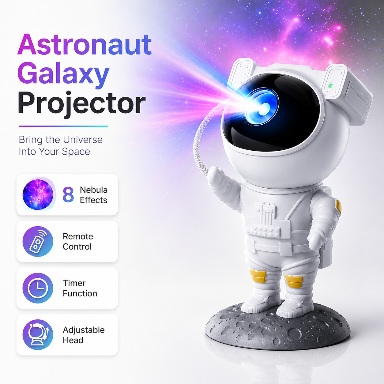 Delulu Kids Astronaut Galaxy Projector Night Light product image 3