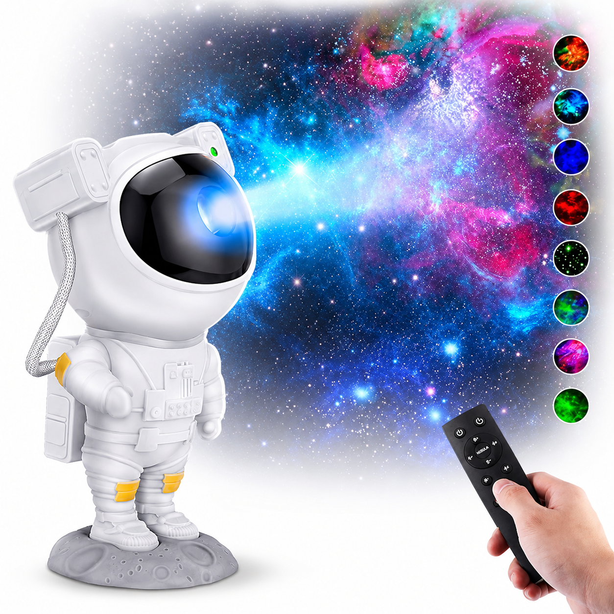 Delulu Kids Astronaut Galaxy Projector Night Light full set view