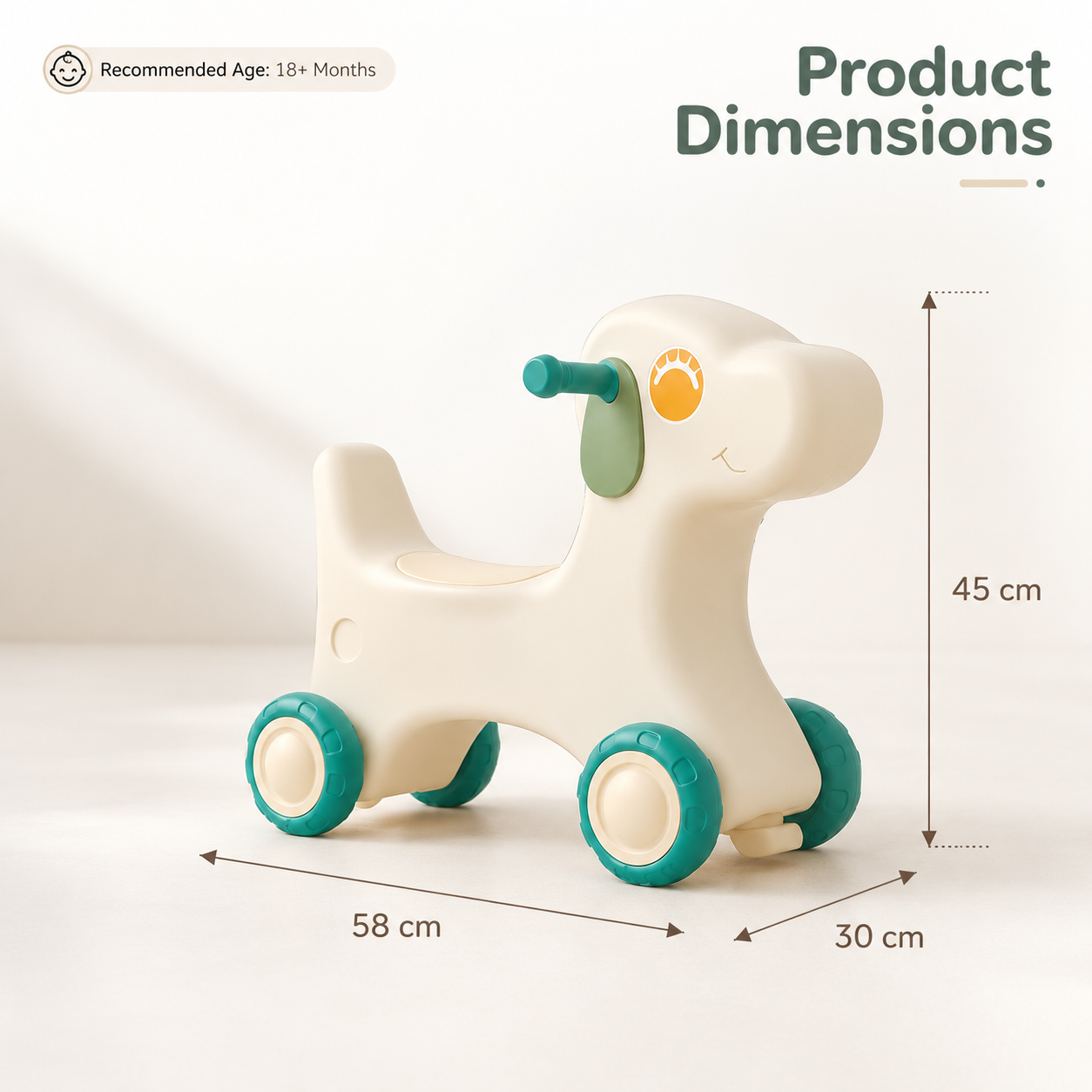 Delulu Kids Baby Puppy Push-On Ride Toy for Toddlers – Sit & Scoot Ride-On full set view
