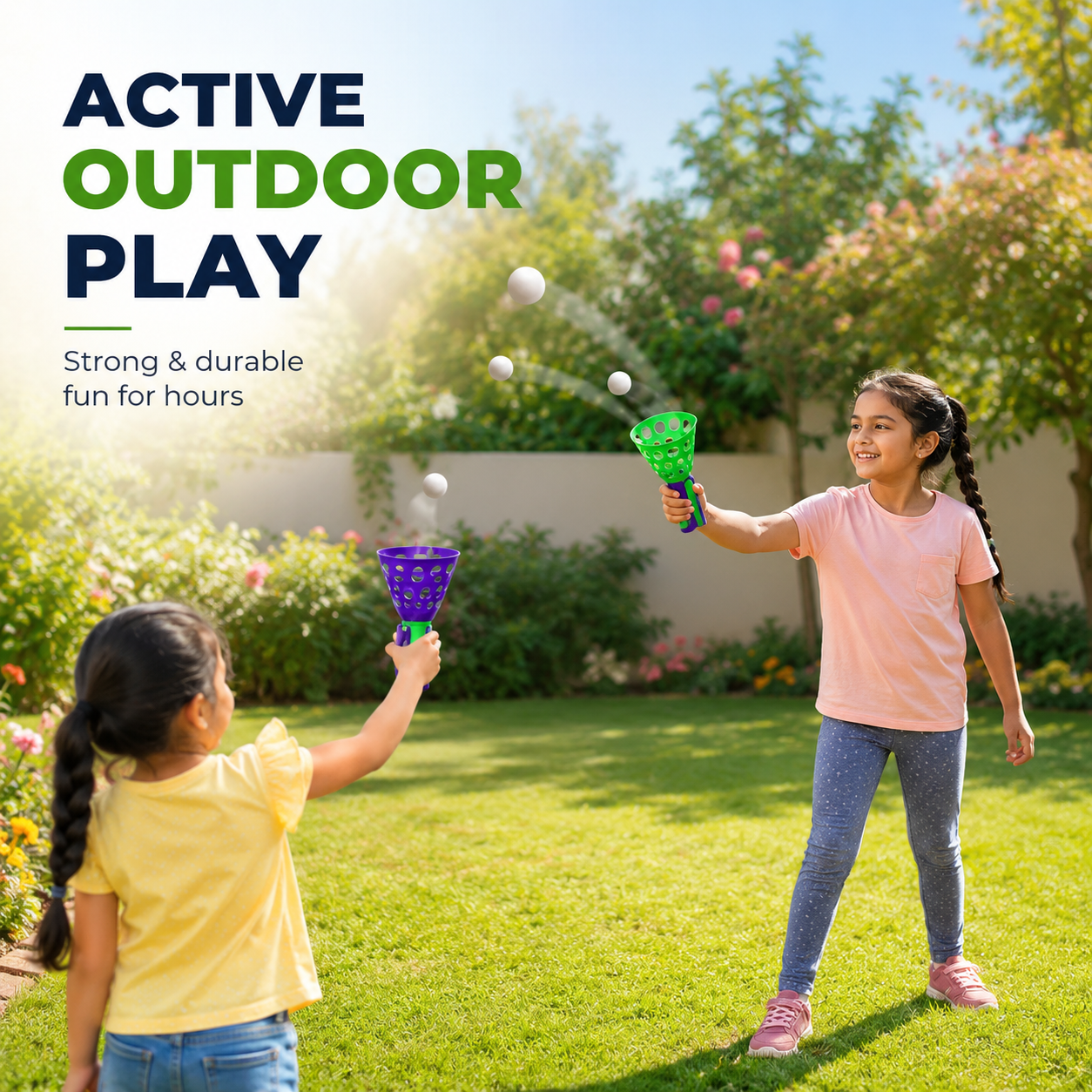 Delulu Kids Click and Catch Twin Ball Launcher for Kids – Fun Outdoor Catching Game product image 3