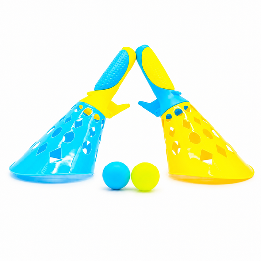Delulu Kids Click and Catch Twin Ball Launcher for Kids – Fun Outdoor Catching Game front view