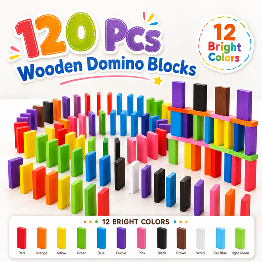 Colourful wooden domino blocks educational toy