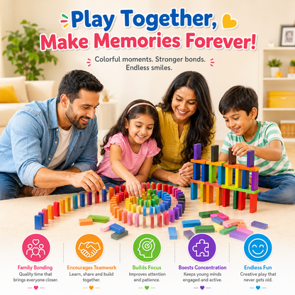 Wooden domino stacking and pattern play set