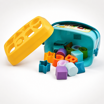 Shape sorting wooden block set for early learning