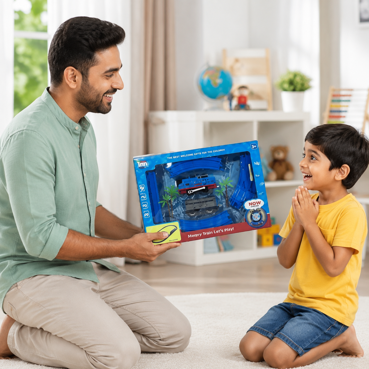 Battery toy train for vehicle play and gifting