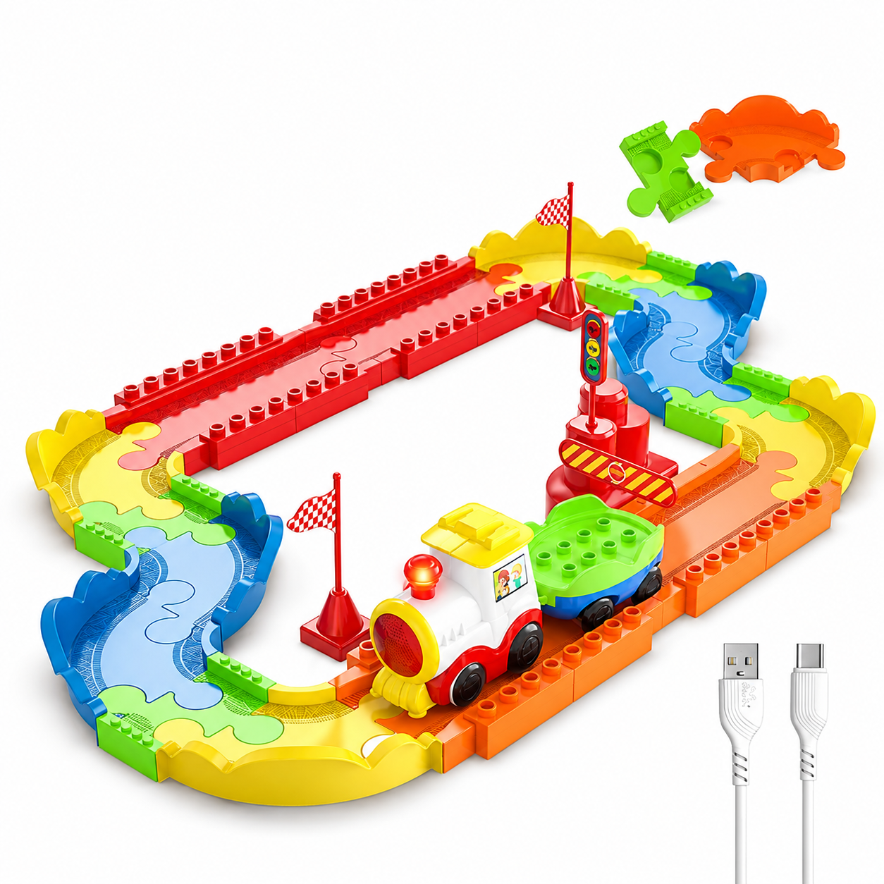 Block rider toy train set for kids