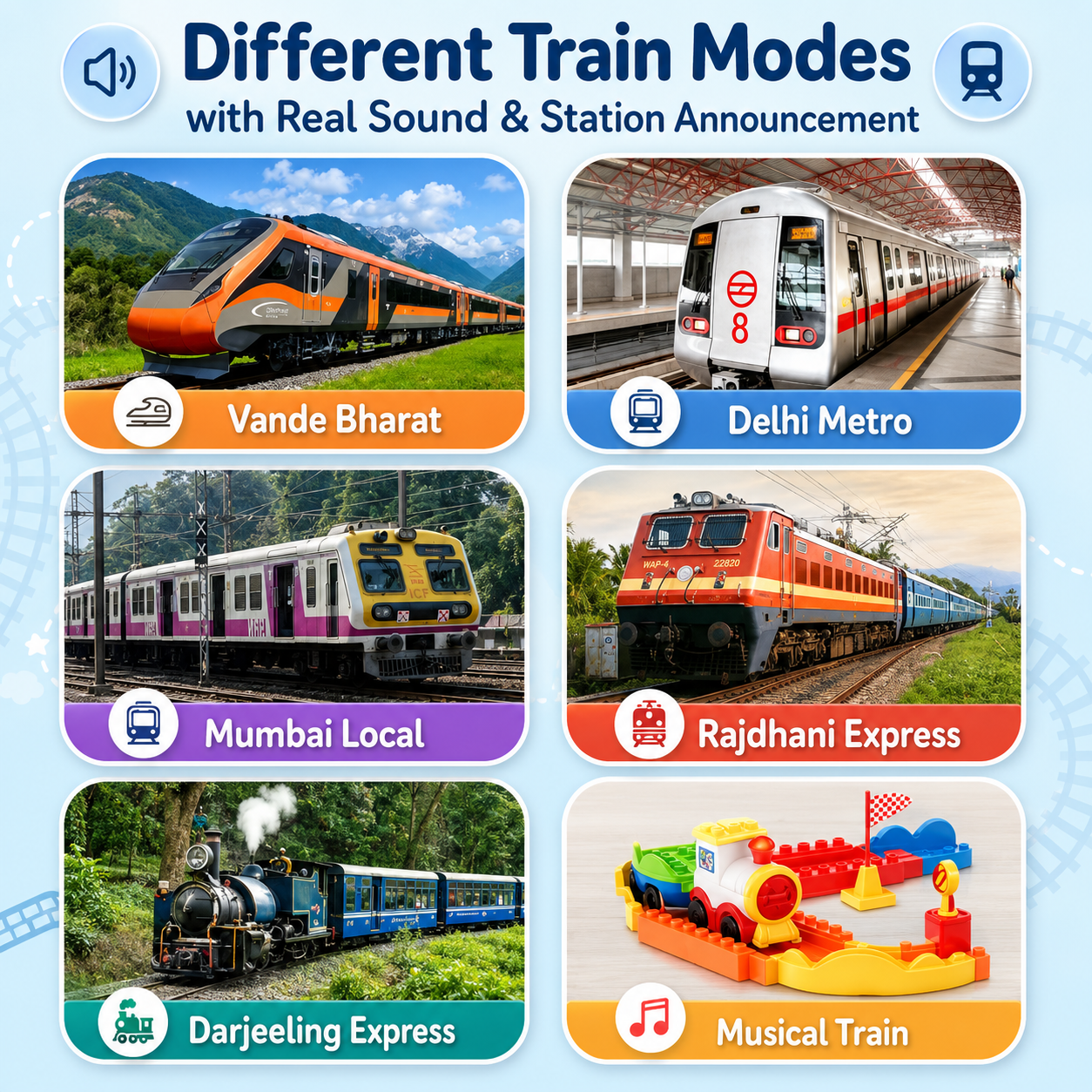 Kids block rider train construction toy
