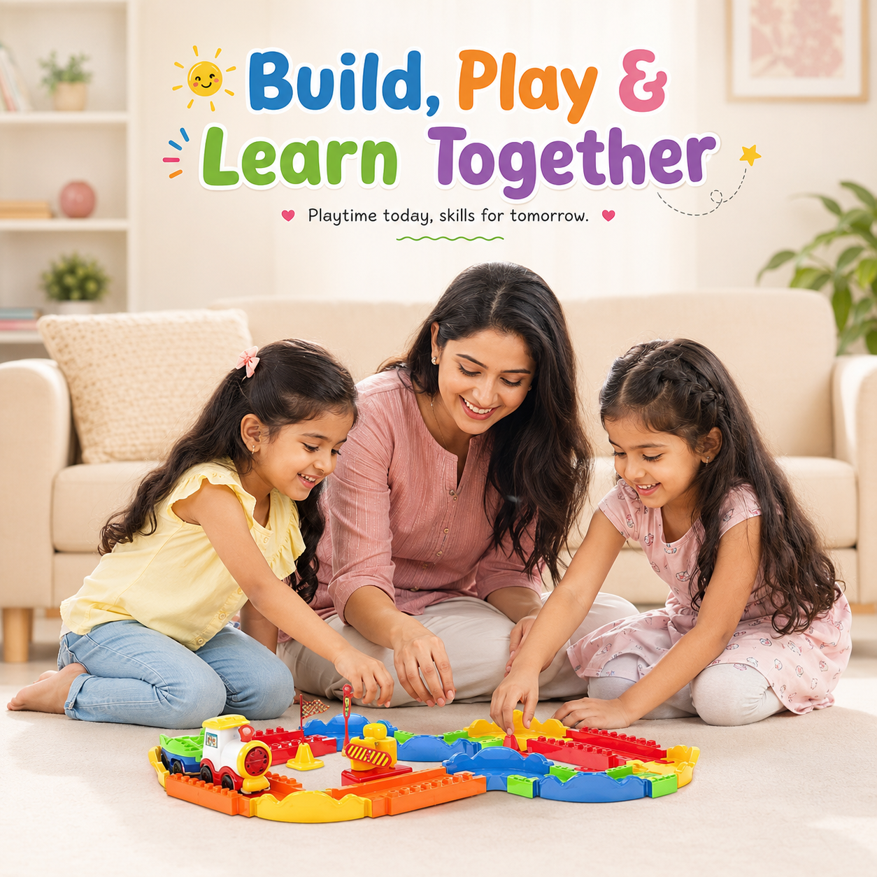 Creative train building block toy set