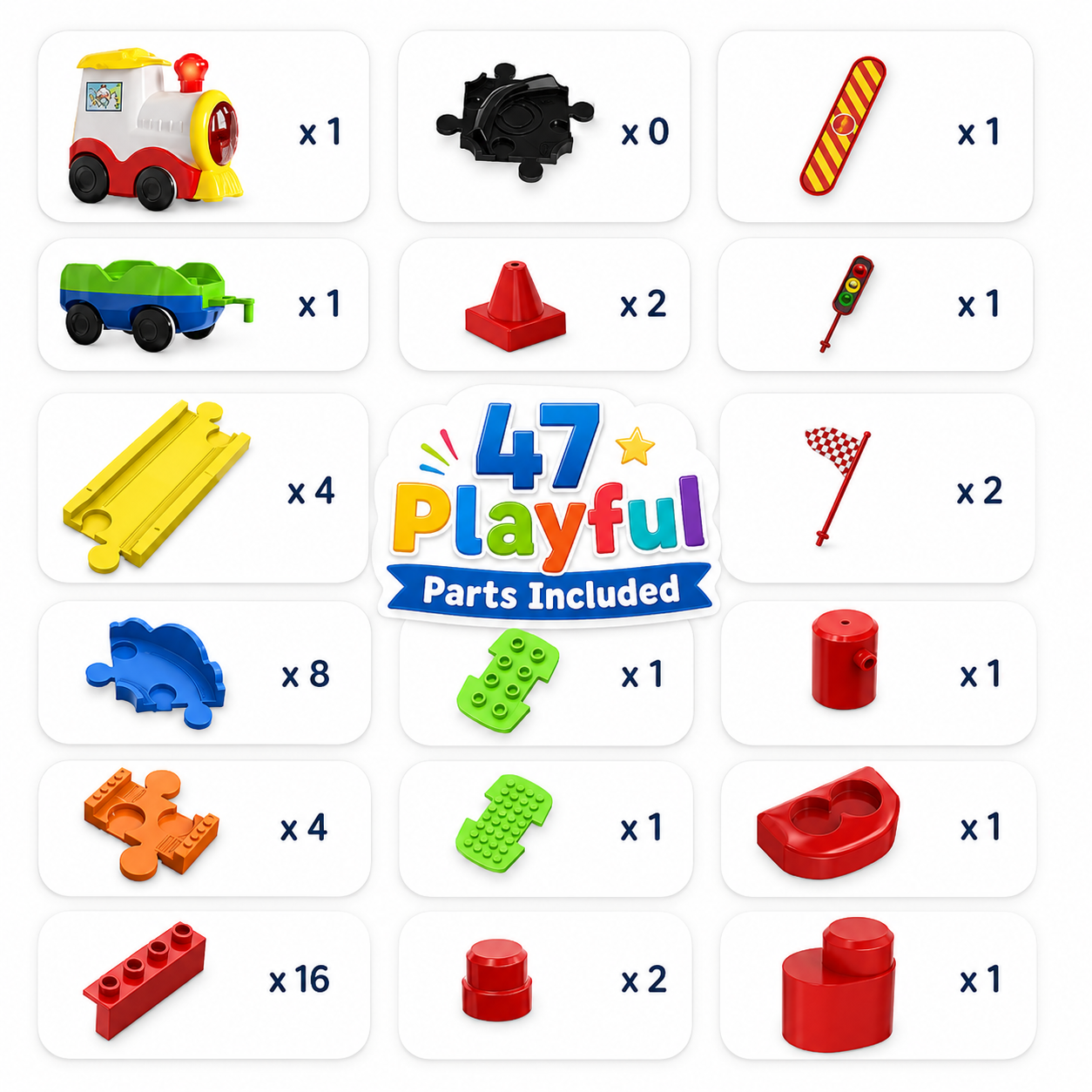 Block rider toy train set for learning play