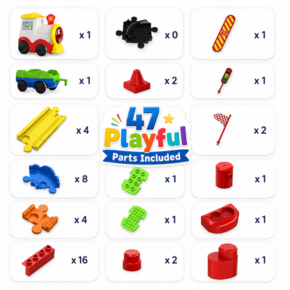 Block rider toy train set for learning play