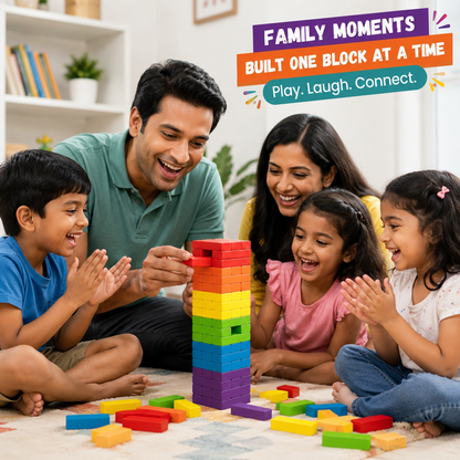 Kids wooden block set for creative building play