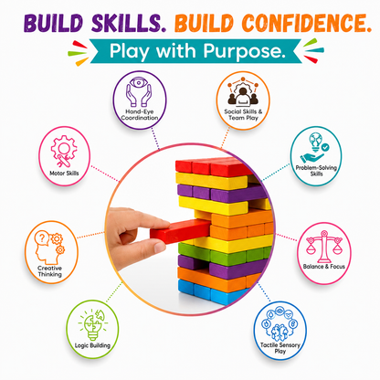 54 piece wooden building block gift set for kids