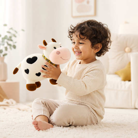 Cow plush toy side product image for kids gifting