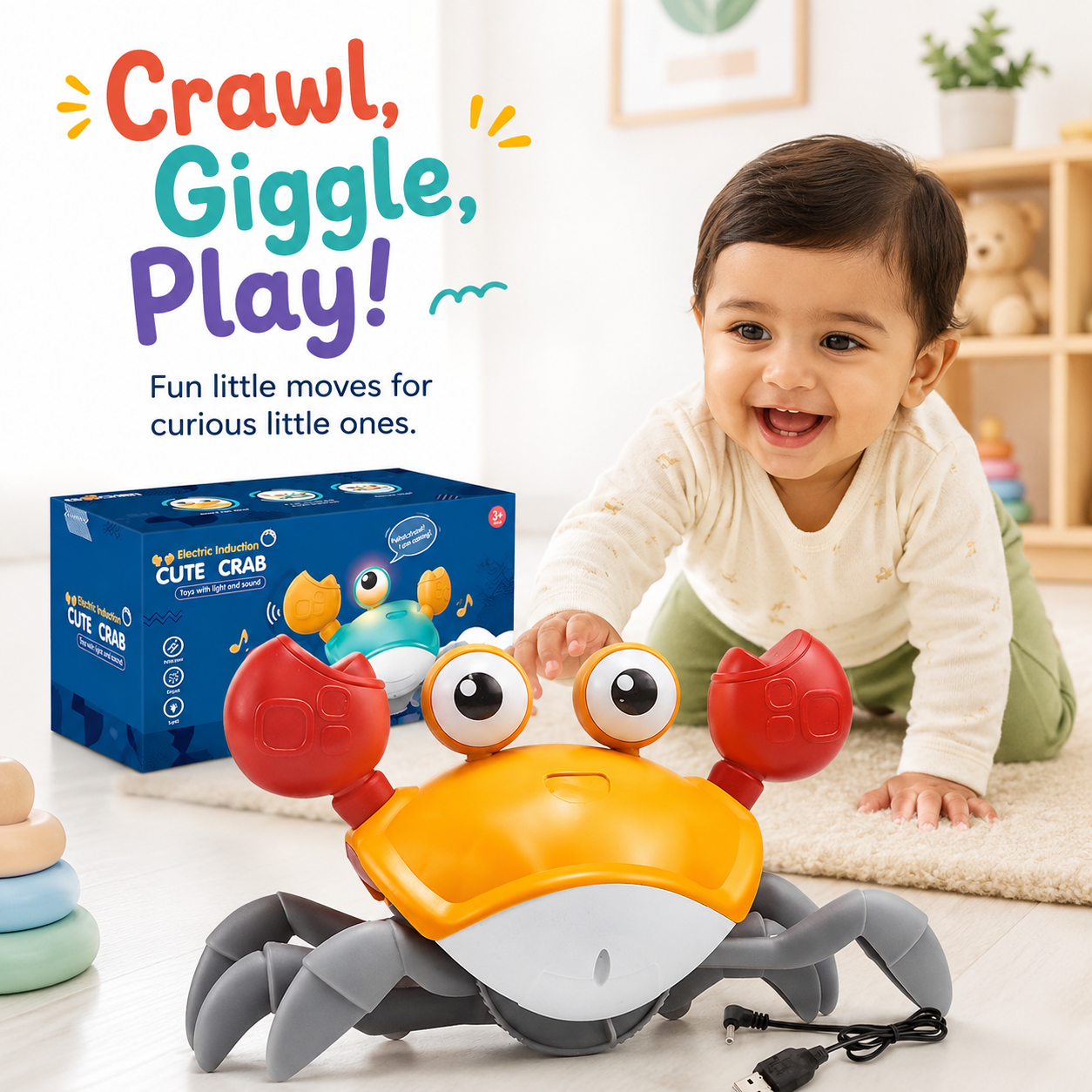 Musical crawling crab baby toy product image