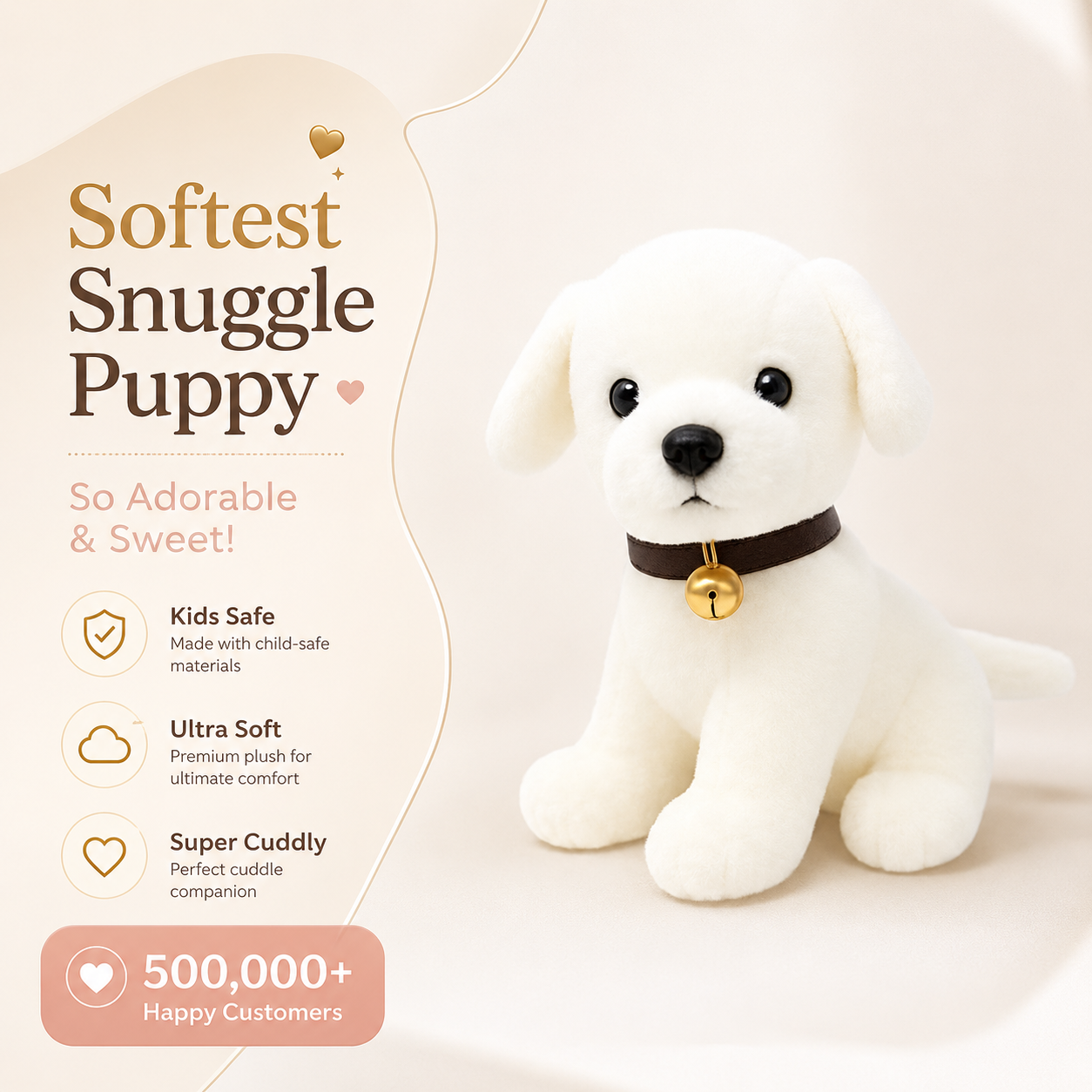 Soft stuffed puppy toy for kids gifting