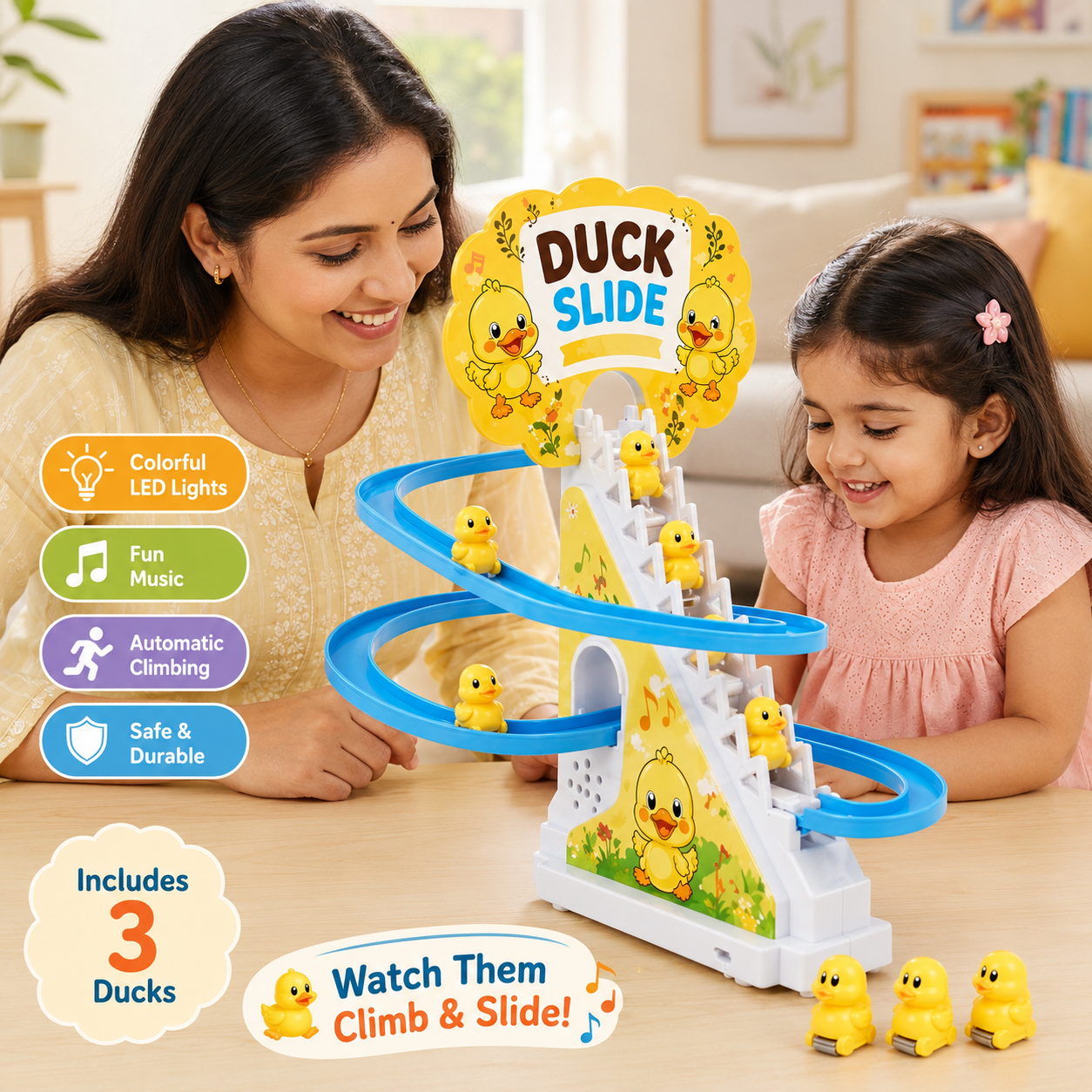 Toddler duck slide toy for playful learning