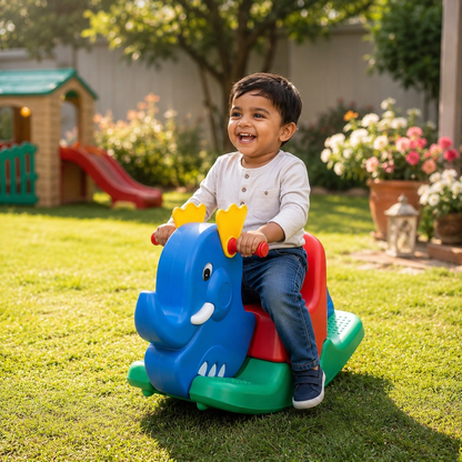 Toddler elephant ride-on toy for balance and play