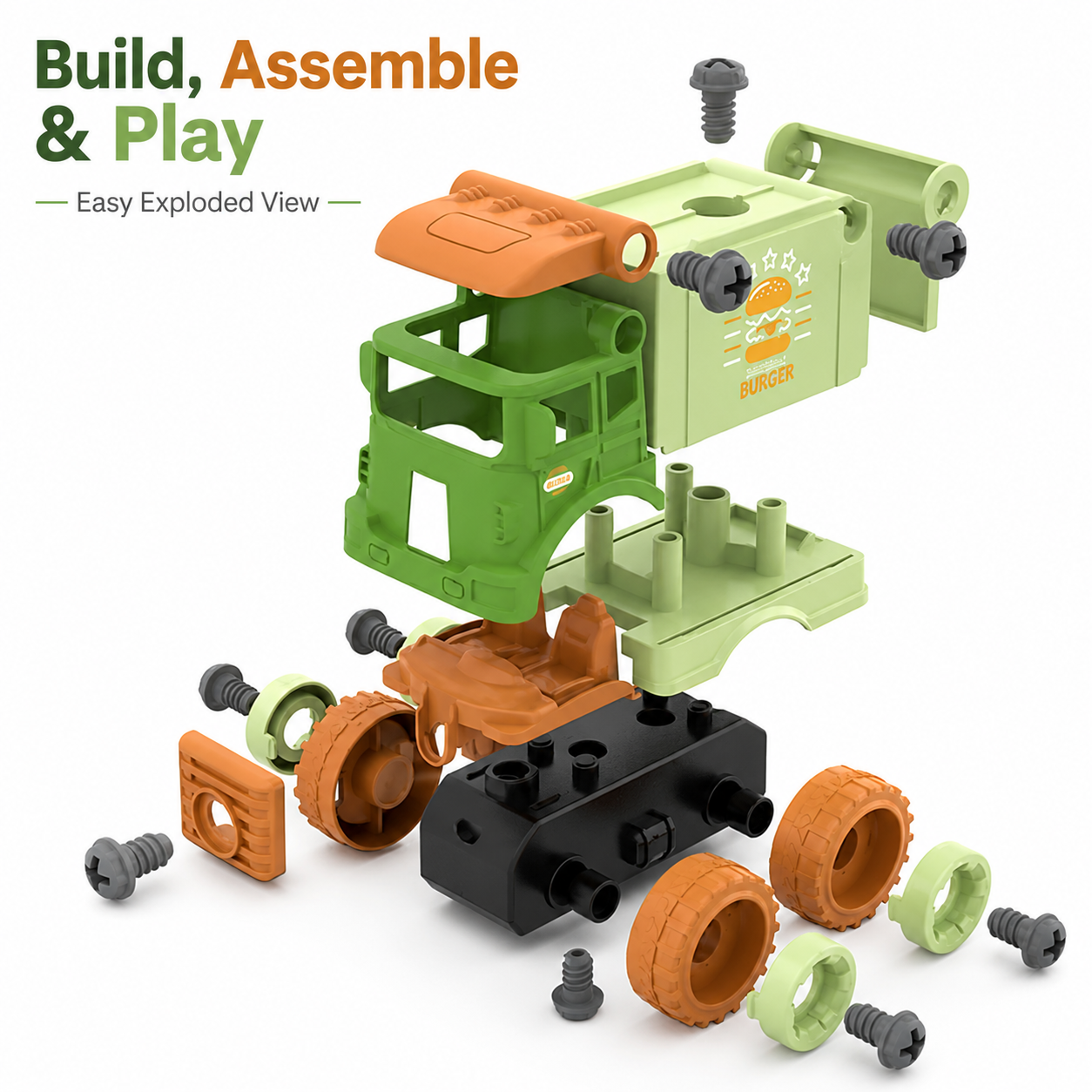 Foldable vehicle toy set with food transport theme