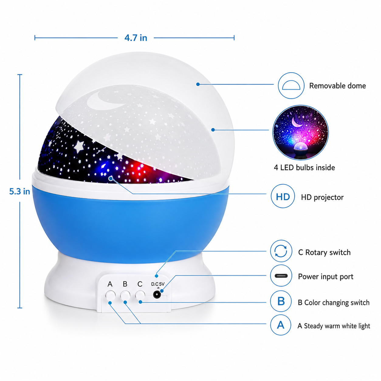 Galaxy night projector lamp for kids