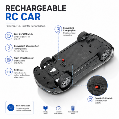 Rechargeable RC racing car for kids action play