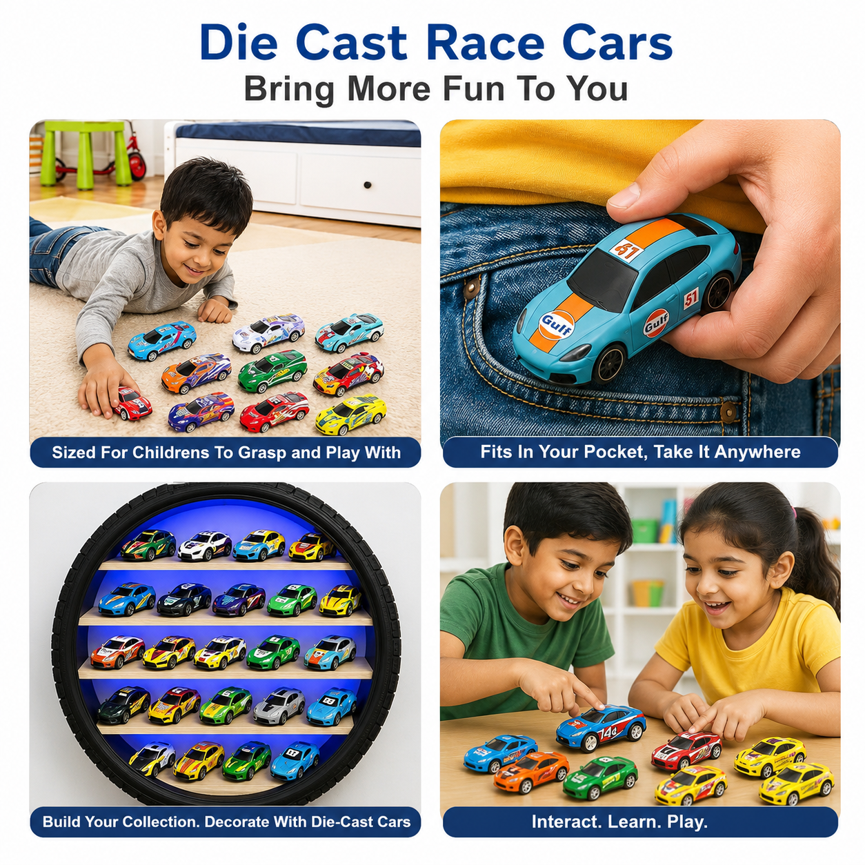 Toy car collection set for racing play