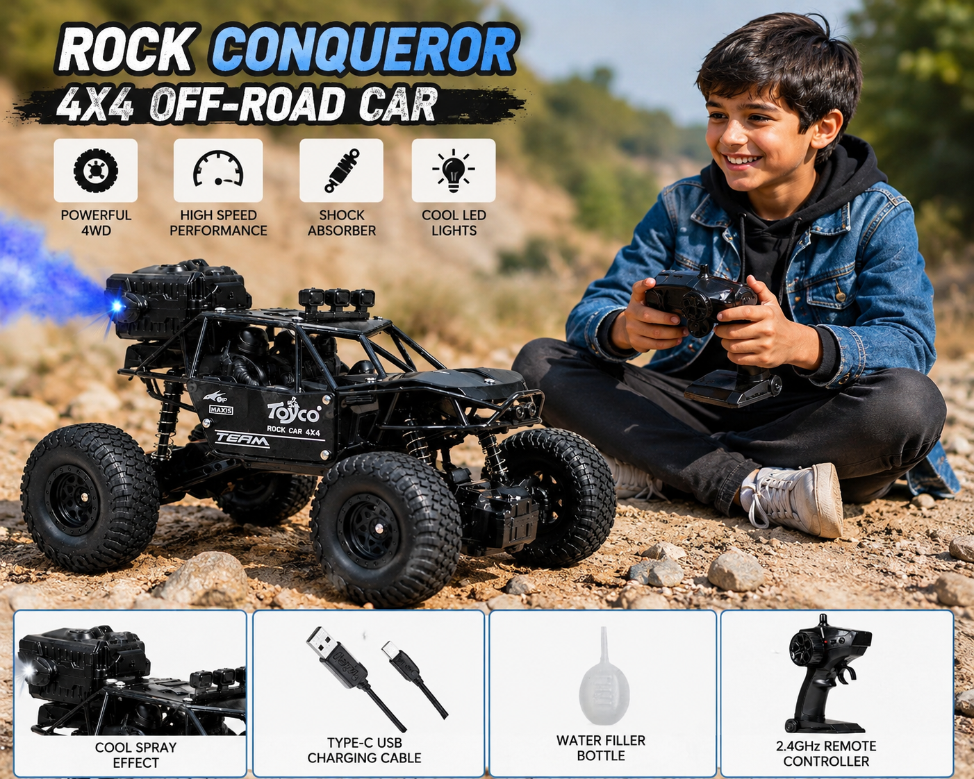 Rock Crawler RC Car action angle