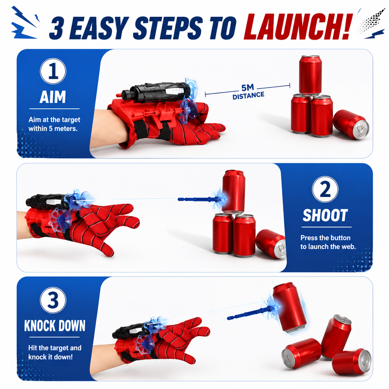Spider glove web shooter action toy angle