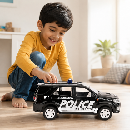 Plastic Police Interceptor Fortune Pull Back Car product image at Delulu Kids