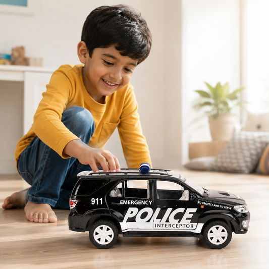 Plastic Police Interceptor Fortune Pull Back Car product image at Delulu Kids