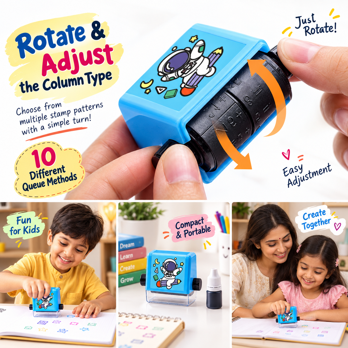 Smart Math Roller Stamp for Kids | Addition Practice Tool | Learning Toy for School & Home