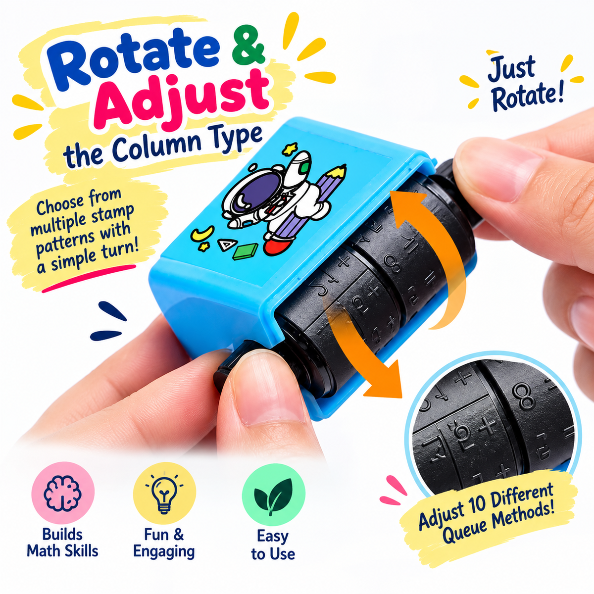 Smart Math Roller Stamp for Kids | Addition Practice Tool | Learning Toy for School & Home